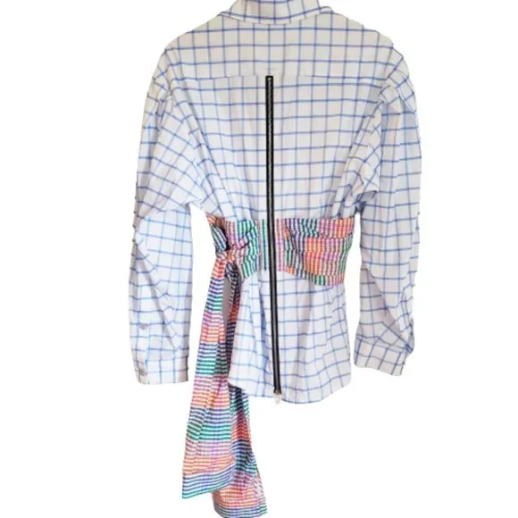 Natasha Zinko Blouse Check Print Corset Wrap Blouse - Picture 6 of 15